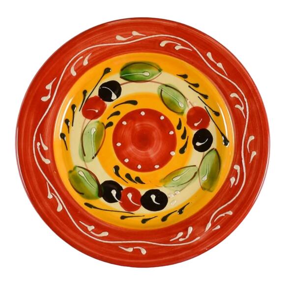 Pier 1 Imports OLIVE PLATE 9" Salad Appetizer Plate Ceramic Eathenware Spain 3D - Picture 2 of 5